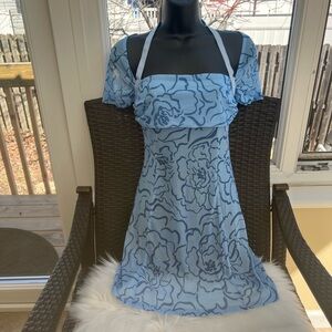 NWT White Fox Boutique Blue Floral Square-Neck Dress